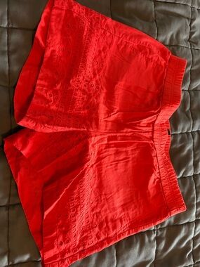 J. Crew Red Eyelet High-Waist Shorts